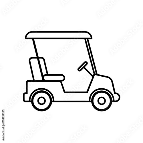Outline of a golf cart on transparent background