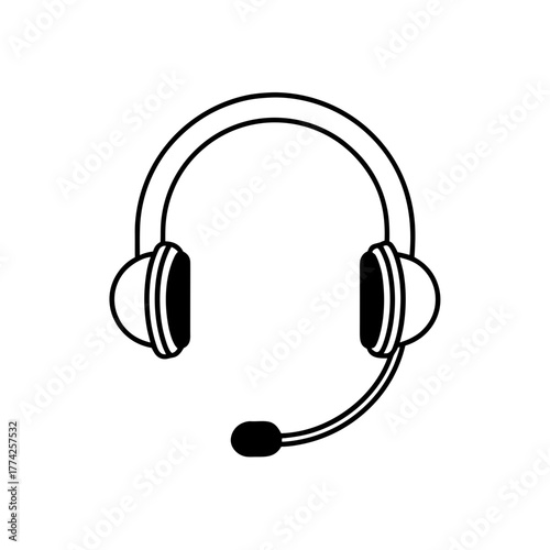 Headset with microphone on on transparent background