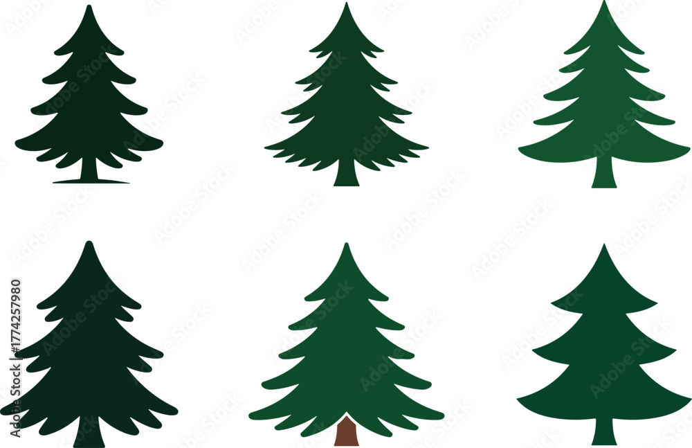 Obraz premium A Set of beautiful Christmas tree vector art and illustration.