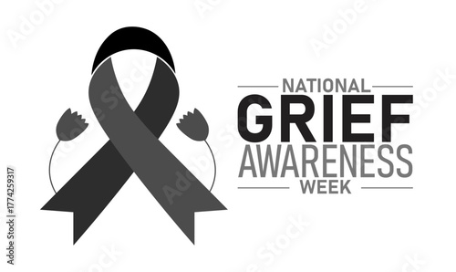 National Grief Awareness Week Poster Banner and Background Abstract Design Template with Heart Candle and Flower Illustration for Mental Health Support Remembrance and Compassion Awareness 