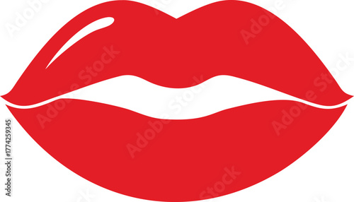 A striking image featuring a pair of bright red glossy lips