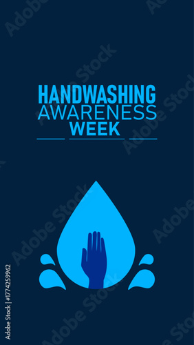 National Handwashing Awareness Week Poster Banner and Background Abstract Design Template Featuring Hands with Soap and Water Illustration for mobile responsive

