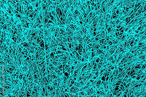 An abstract digital background featuring intricate blue lines resembling neural networks, roots, or interconnected fibers. The design creates a sense of complexity, energy, and motion.