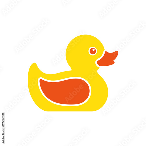 Yellow rubber duck floats peacefully in a bathtub, creating a playful and cheerful atmosphere for bath time fun.