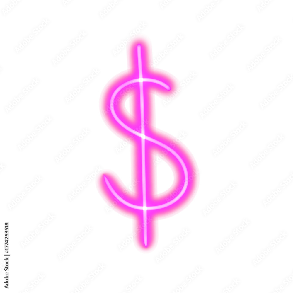 Obraz premium Neon Pink Heart Doodles Set