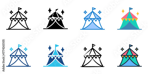 Festival icon set multiple style collection 

