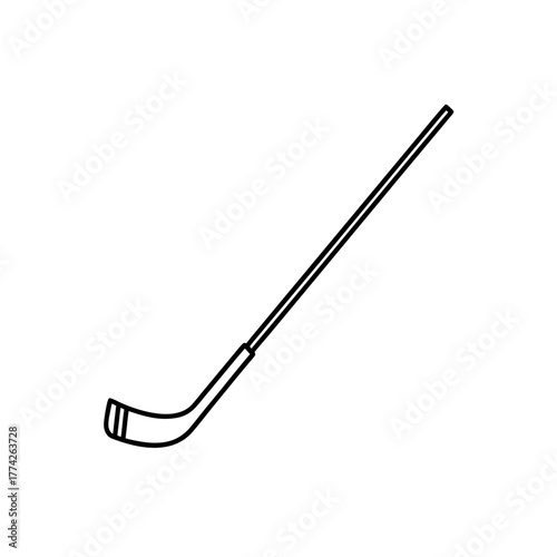 Hockey stick simple line on transparent background