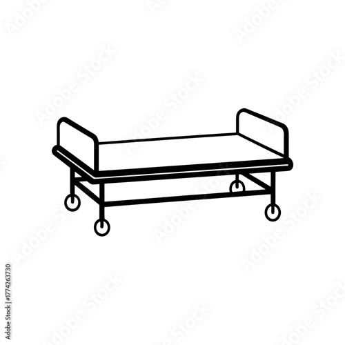 Isolated hospital gurney on transparent background