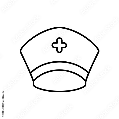 Outline of a nurse's cap on transparent background