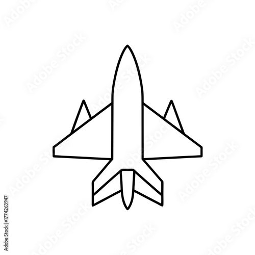 Airplane outline drawing art on transparent background
