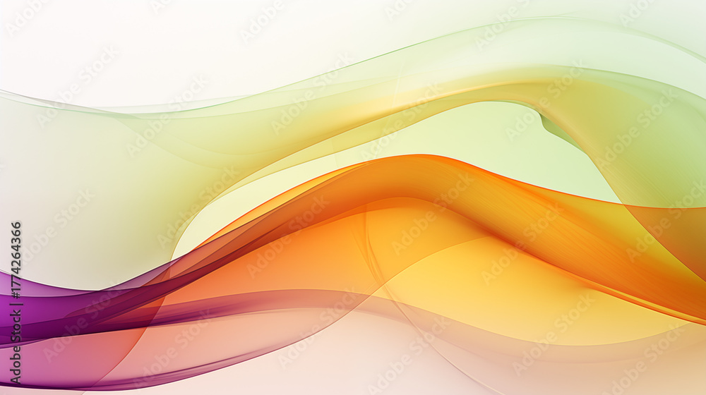 Fototapeta premium Modern Abstract Flowing Wave Background with Vibrant Lime Green, Violet, and Orange Gradient