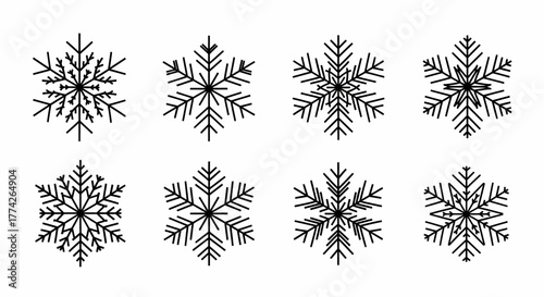 Elegant Winter Vector A Set of Exquisite Snowflake Illustrations for Creative Designs