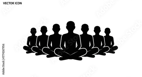 A group of people sitting in lotus position vector illustration of meditation, yoga, and mindfulness for health and wellbeing
