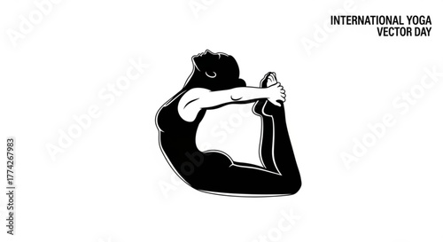 Silhouette of a woman practicing yoga in the king pigeon pose, a deep backbend that requires flexibility and balance