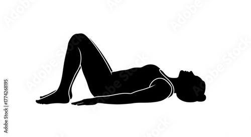 Silhouette of a woman practicing yoga in bridge pose healthy lifestyle and exercise concept for wellness and relaxation