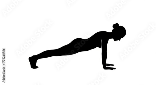 Silhouette of a woman doing a plank exercise, this image represents fitness, strength, and healthy lifestyle