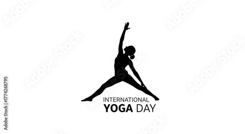 Silhouette of a woman in triangle pose for international yoga day, this image represents flexibility, balance, and strength