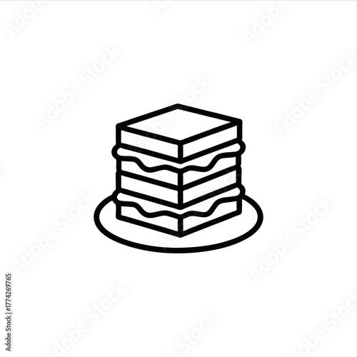 Delectable club sandwich line art icon for restaurant menus and food blogs, a timeless simple graphic for culinary projects and healthy eating designs