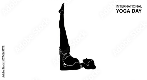 Silhouette of a woman in shoulder stand pose for international yoga day a symbol of strength and flexibility