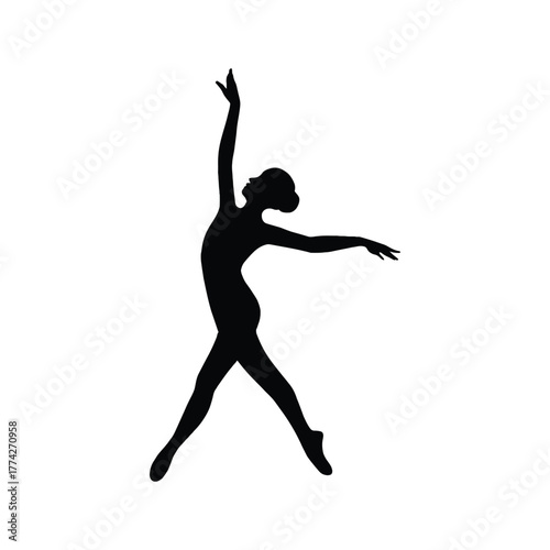 Elegant silhouette of a ballerina in a graceful ballet pose on a white background. dancing women silhouette icon.