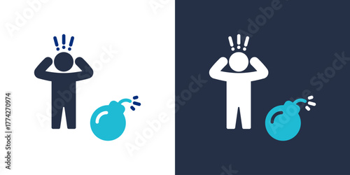 Threat Icon. Flat Style Vector Illustration 