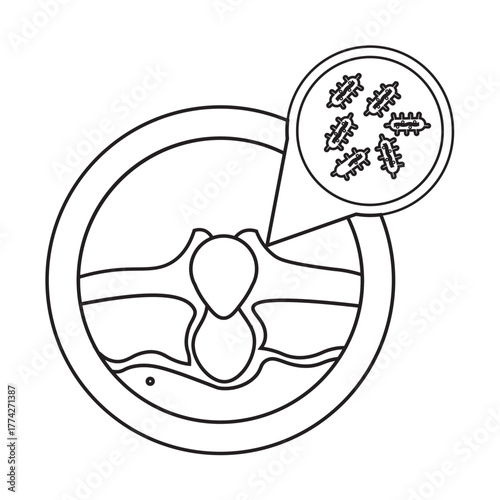 Cutibacterium acnes on Human Skin line icon