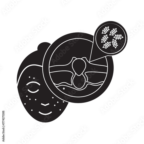 Bacterial Skin Infection and Acne Formation glyph icon