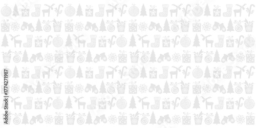 Christmas and New Year festive design with seamless pattern. Good for textile fabric design, wrapping paper, website wallpapers, textile, wallpaper and apparel. Xmas decoration.  vector illustration
