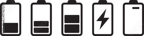 Modern battery icon and graphics with energy and power elements