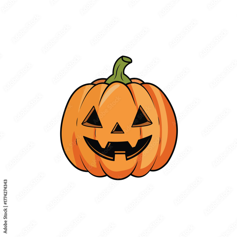 Fototapeta premium Jack o lantern halloween pumpkin with scary face isolated on white background 