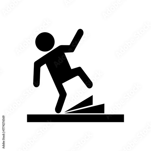 Caution wet floor on white background.