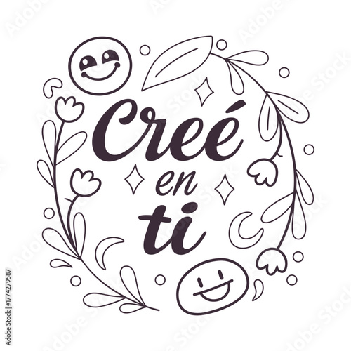 Cree en Ti – Modern Motivational Lettering Design (Black & White)