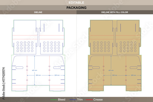 Cardboard display stand dieline designed through balanced vector tracking maintaining printing quality and packaging durability die line folds keep upright presentation steady