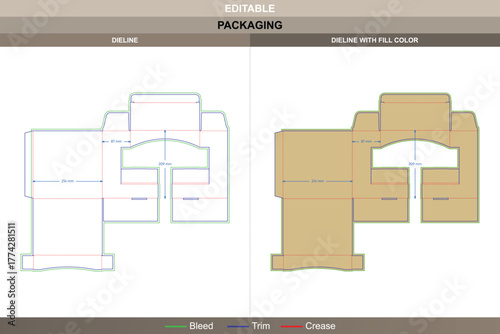 Display box dieline created through compact vector direction enhancing printing finish and packaging stability single side tuck top die line fold ensures clean closure system