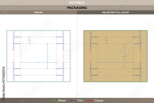 Display box dieline structured through vector precision achieving printing steadiness and packaging form accurate die line system defines inner folding strength for display hold