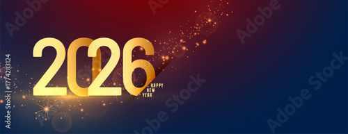 2026 new year greeting banner with sparkling effect