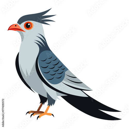 Stylized cartoon secretary bird profile silhouette isolated on white background