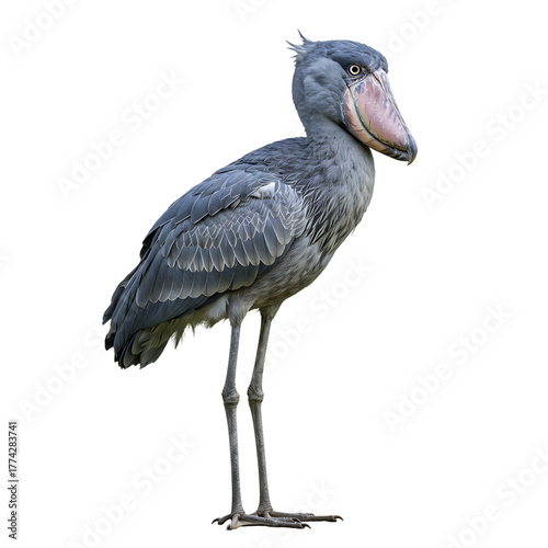 Shoebill Stork Large African Bird Isolated on Transparent Background Balaeniceps Rex Wetland Dweller Aquatic Environment Wildlife Safari Animal