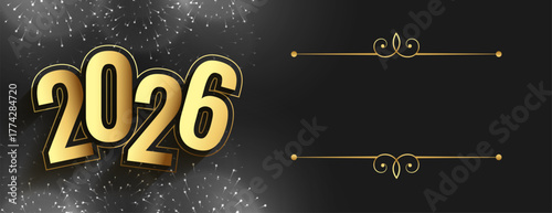 2026 new year firework banner with text space