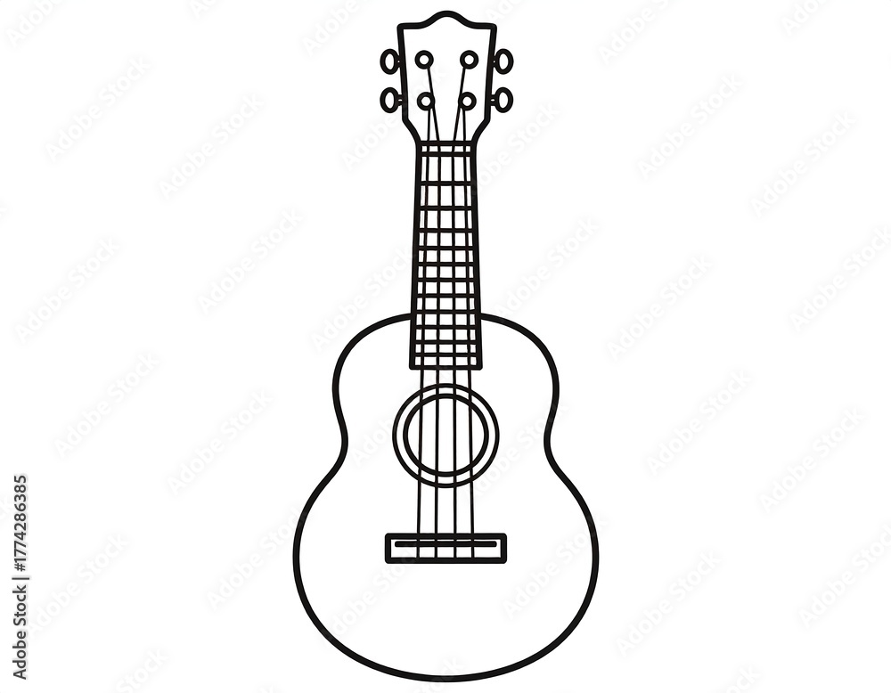 Naklejka premium Simple black and white outline of a stringed musical instrument