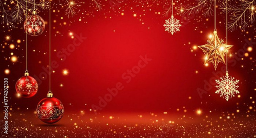 christmas background with red balls
