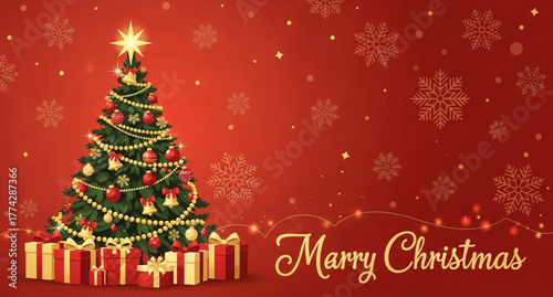 christmas card with christmas tree