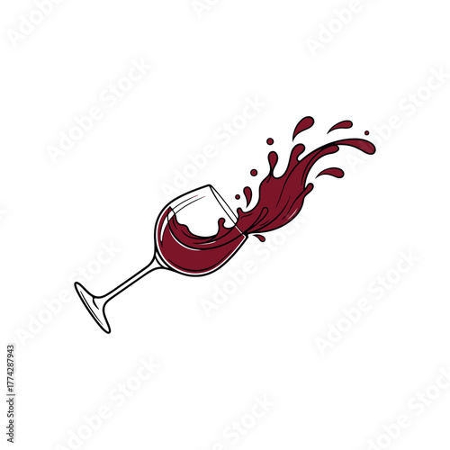 Vector a glass of red wine splashing out
