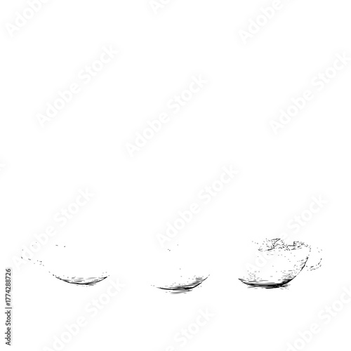 Sketch drawing of tea cups and coffee cups for cafe and kitchen decor and wall art and home decoration