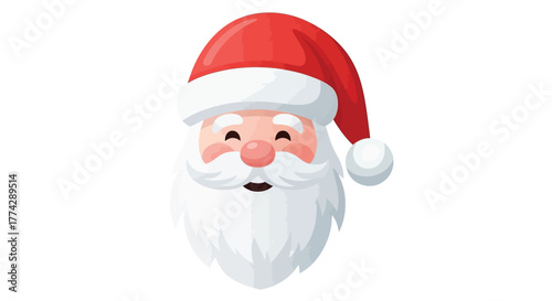 Cheerful santa claus illustration with a red hat and white beard on white
