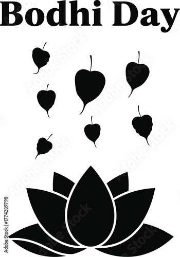 Bodhi day lotus flower and bodhi leaves to celebrate enlightenment and spiritual awakening