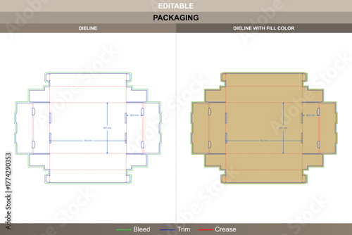 Display box packaging dieline developed through skilled vector drafting refining printing tone and packaging durability snap lock die line folds secure display assembly firmly
