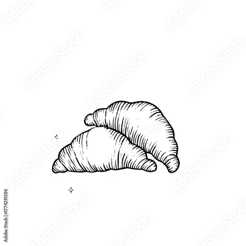 Delicious hand drawn croissants illustration bakery cafe breakfast food pastry fresh baked goods vector art 100