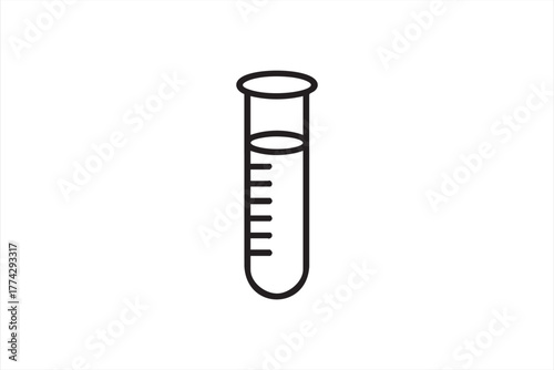Black and white line icon of laboratory test tube for science and chemistry design concepts