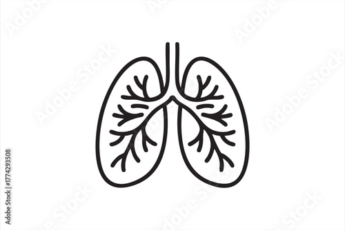 Minimal vector illustration of lungs symbolizing healthcare, breathing, and human anatomy